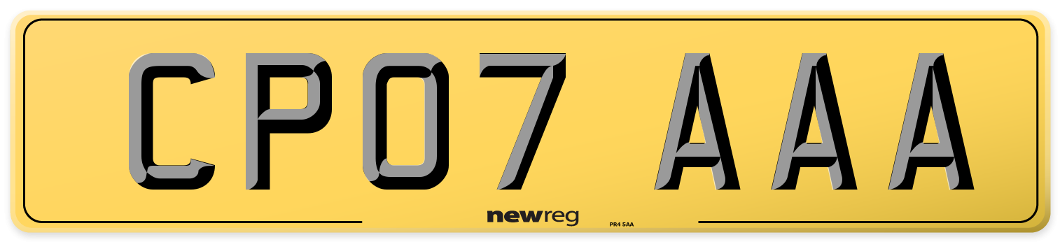 CP07 AAA Rear Number Plate
