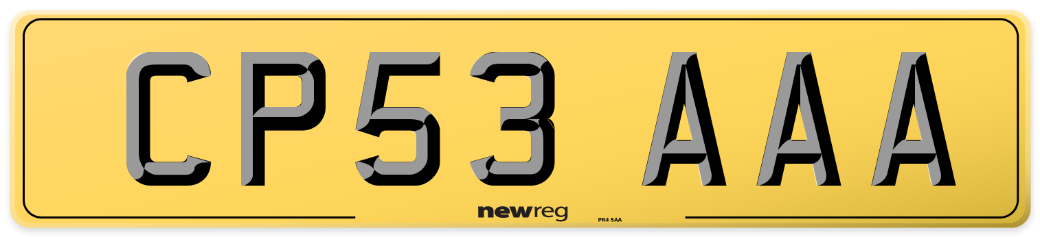 CP53 AAA Rear Number Plate