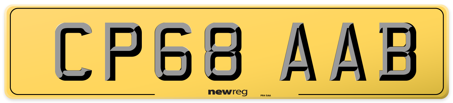 CP68 AAB Rear Number Plate
