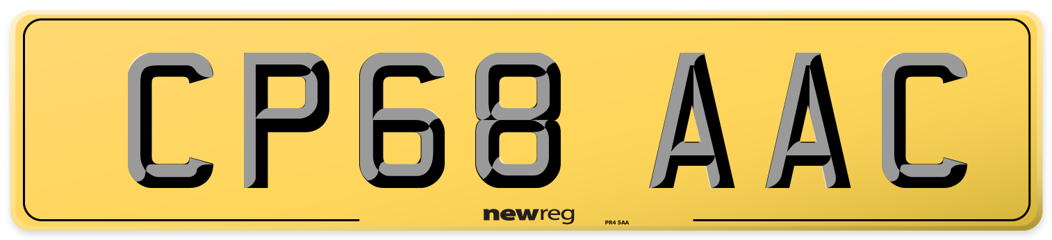 CP68 AAC Rear Number Plate