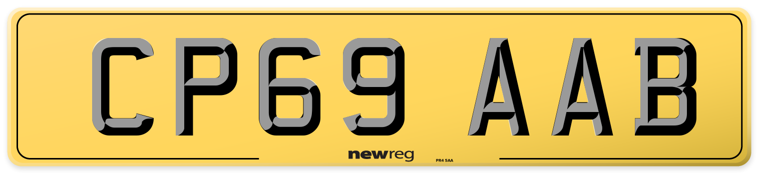 CP69 AAB Rear Number Plate
