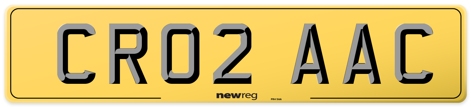 CR02 AAC Rear Number Plate