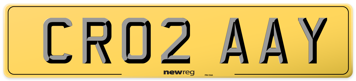 CR02 AAY Rear Number Plate