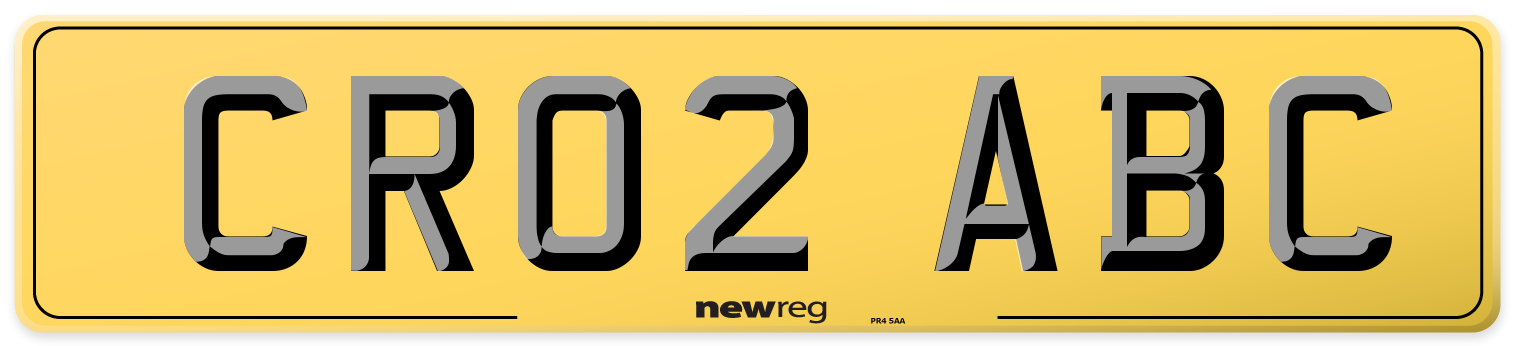 CR02 ABC Rear Number Plate
