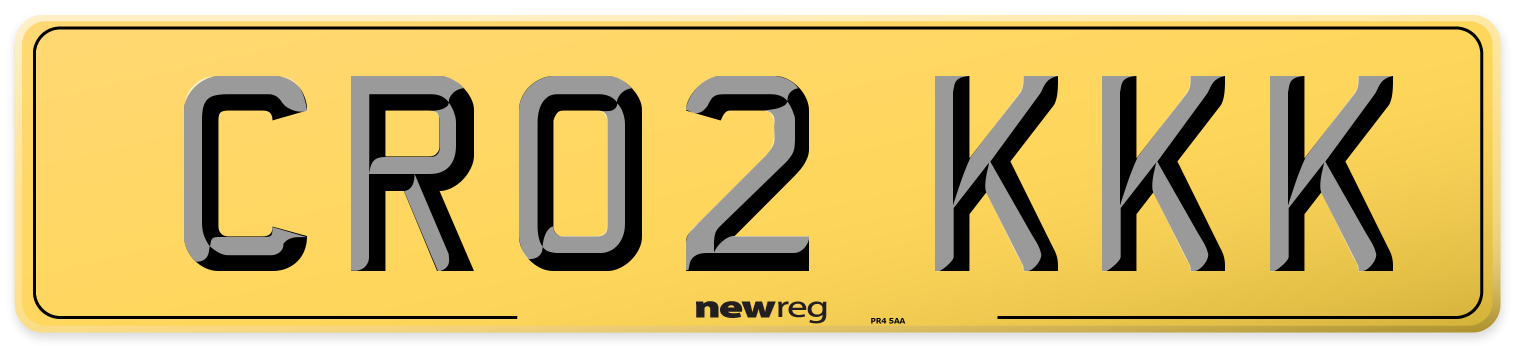 CR02 KKK Rear Number Plate