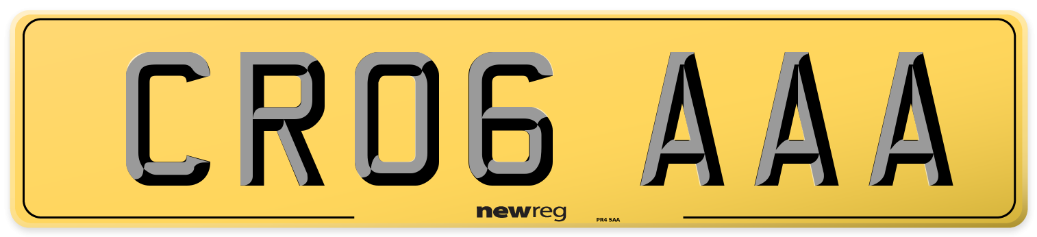 CR06 AAA Rear Number Plate