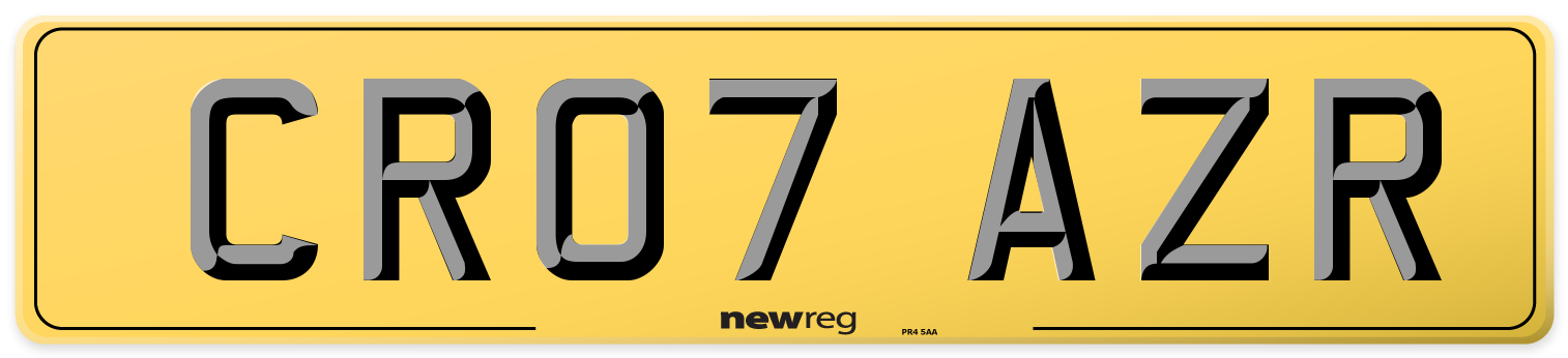 CR07 AZR Rear Number Plate