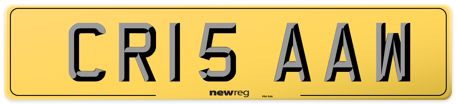CR15 AAW Rear Number Plate