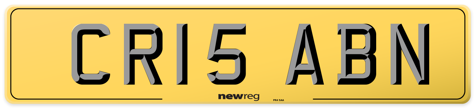 CR15 ABN Rear Number Plate