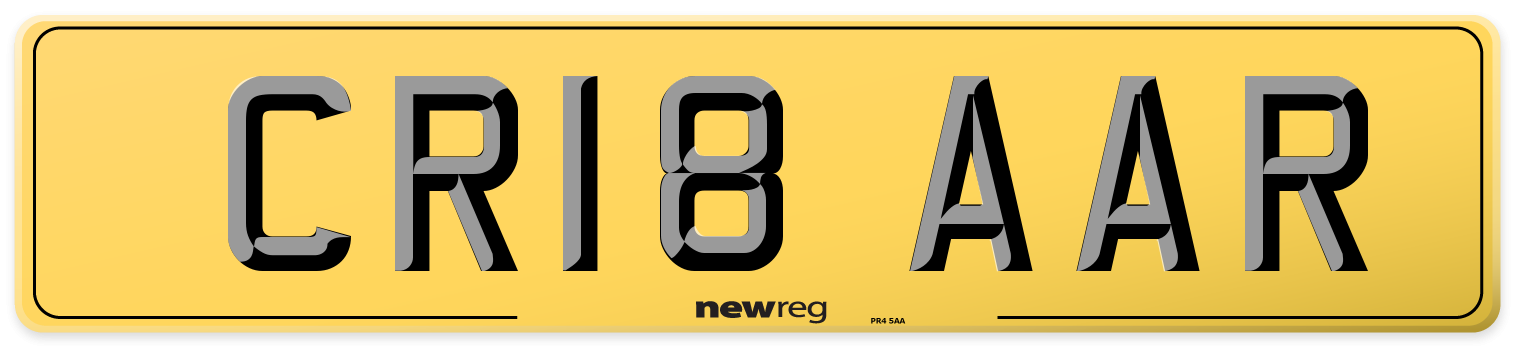 CR18 AAR Rear Number Plate