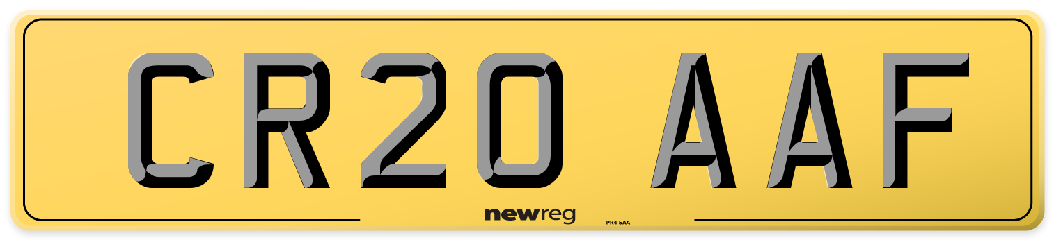 CR20 AAF Rear Number Plate