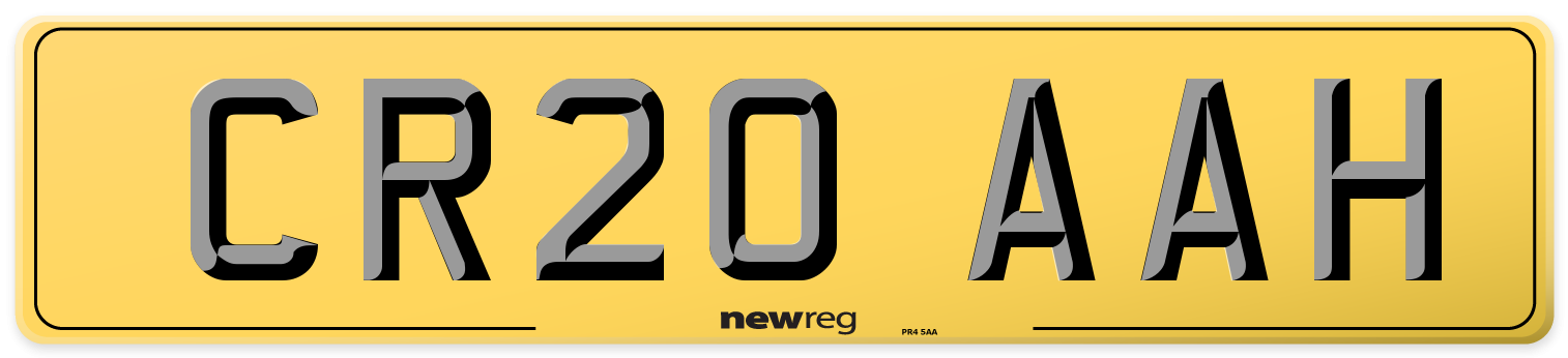 CR20 AAH Rear Number Plate
