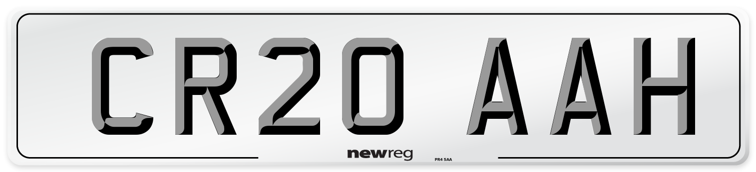 CR20 AAH Front Number Plate