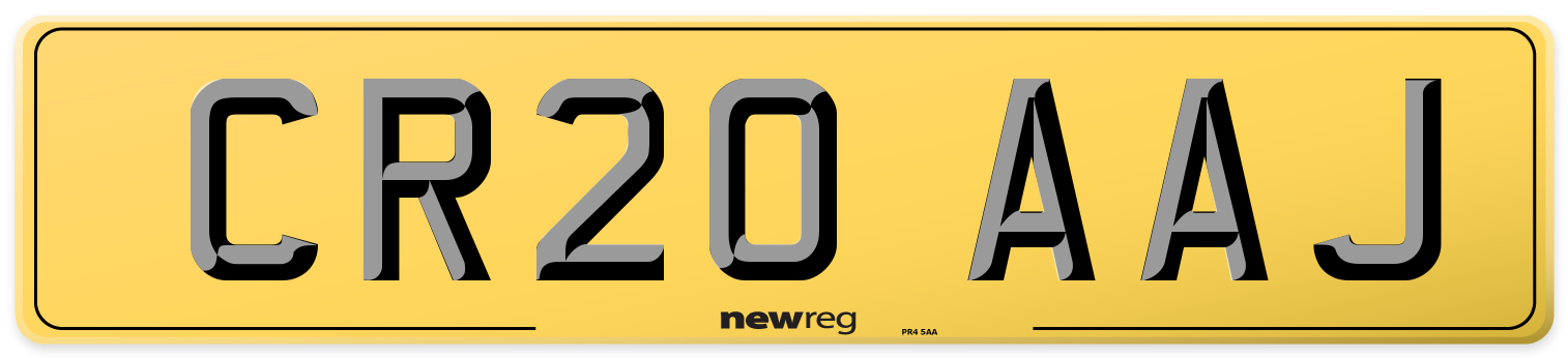 CR20 AAJ Rear Number Plate