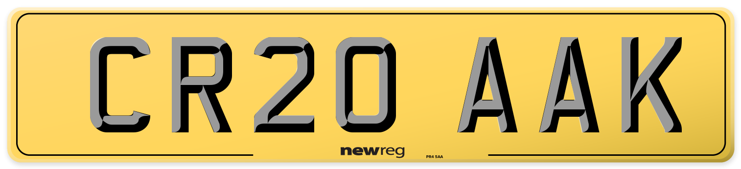 CR20 AAK Rear Number Plate