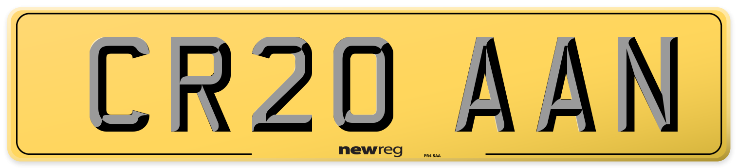 CR20 AAN Rear Number Plate