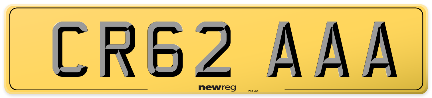 CR62 AAA Rear Number Plate