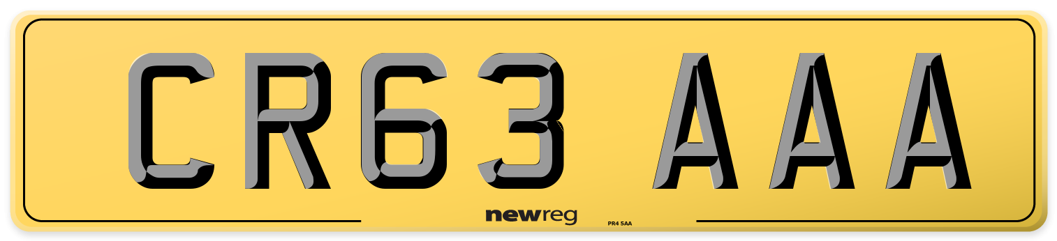CR63 AAA Rear Number Plate