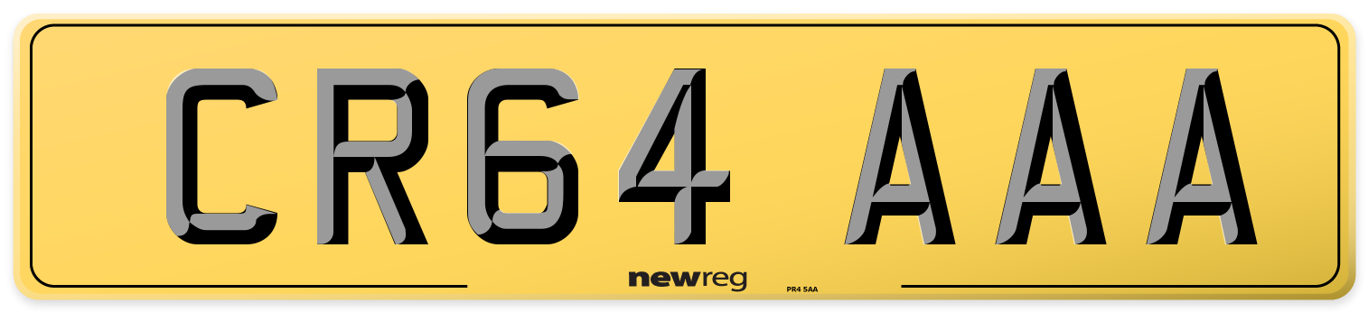 CR64 AAA Rear Number Plate