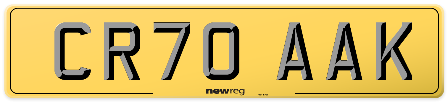 CR70 AAK Rear Number Plate