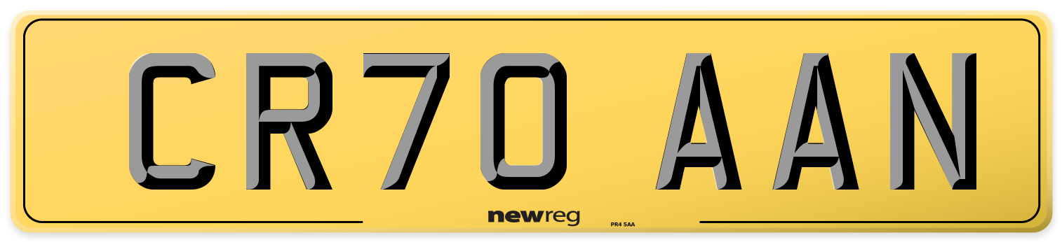 CR70 AAN Rear Number Plate