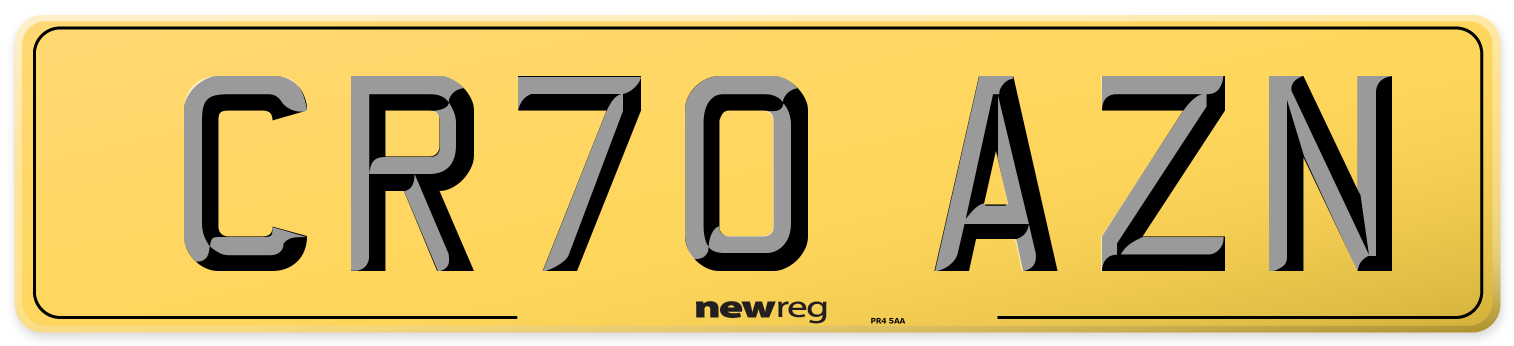 CR70 AZN Rear Number Plate
