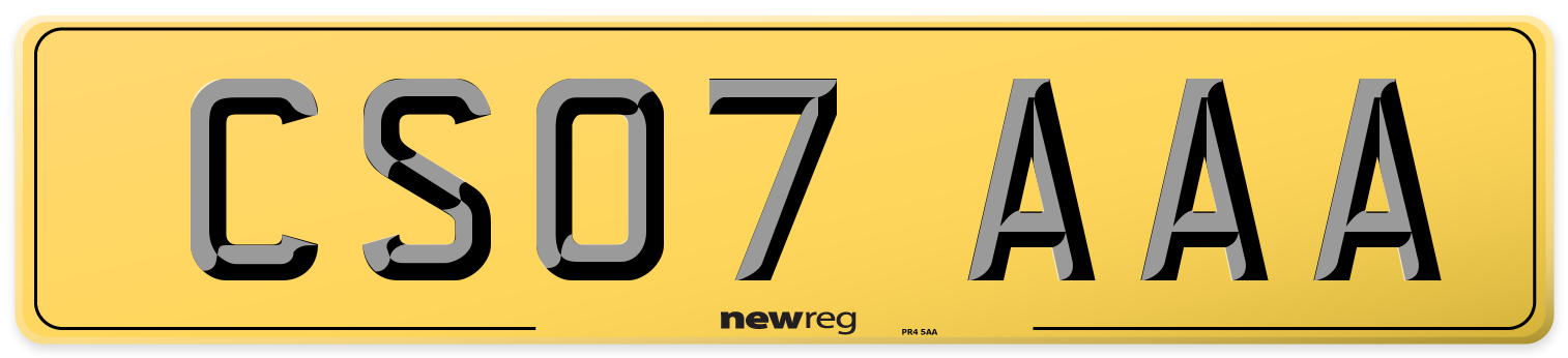 CS07 AAA Rear Number Plate