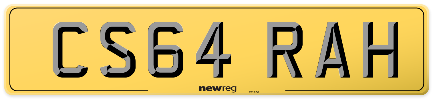 CS64 RAH Rear Number Plate