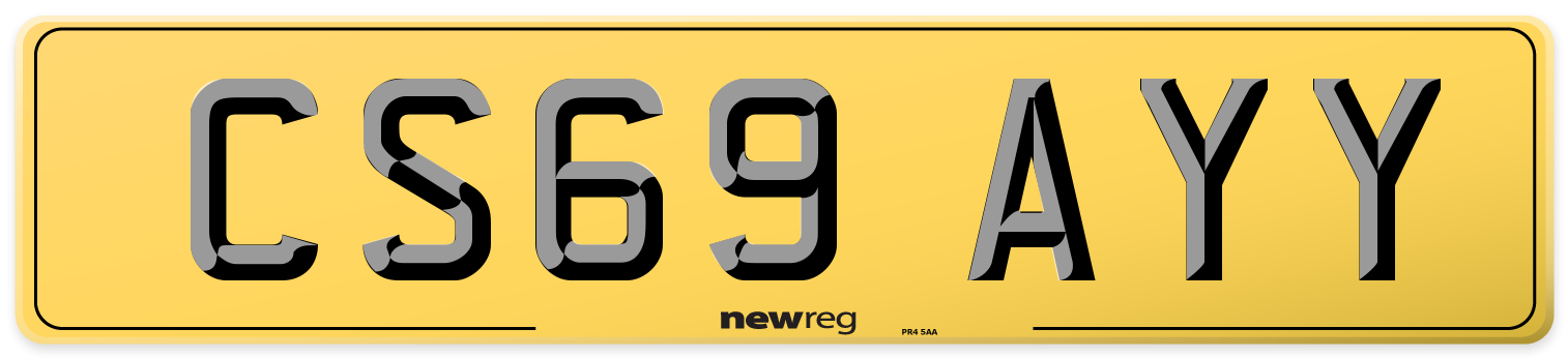 CS69 AYY Rear Number Plate