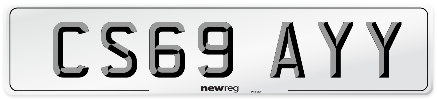 CS69 AYY Front Number Plate