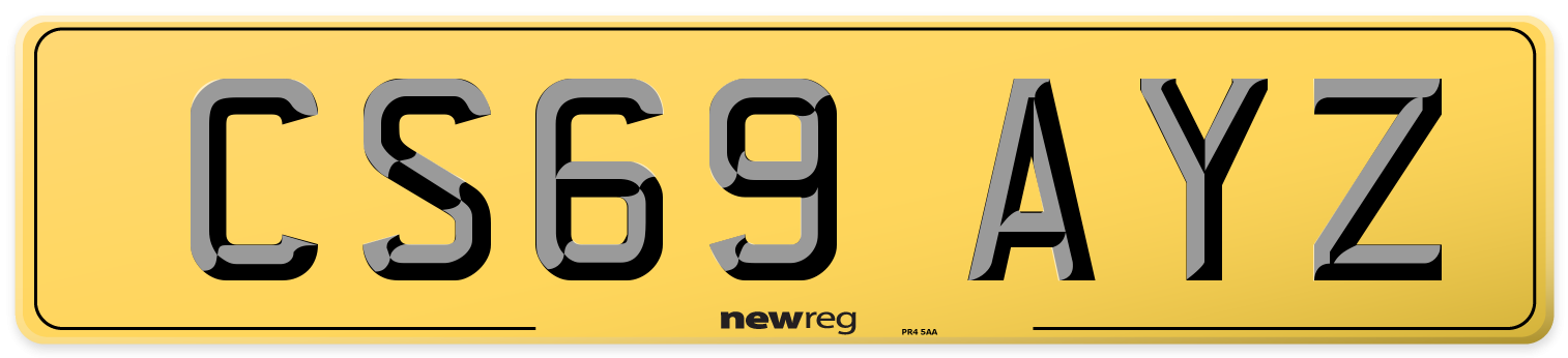 CS69 AYZ Rear Number Plate