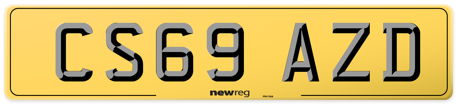 CS69 AZD Rear Number Plate