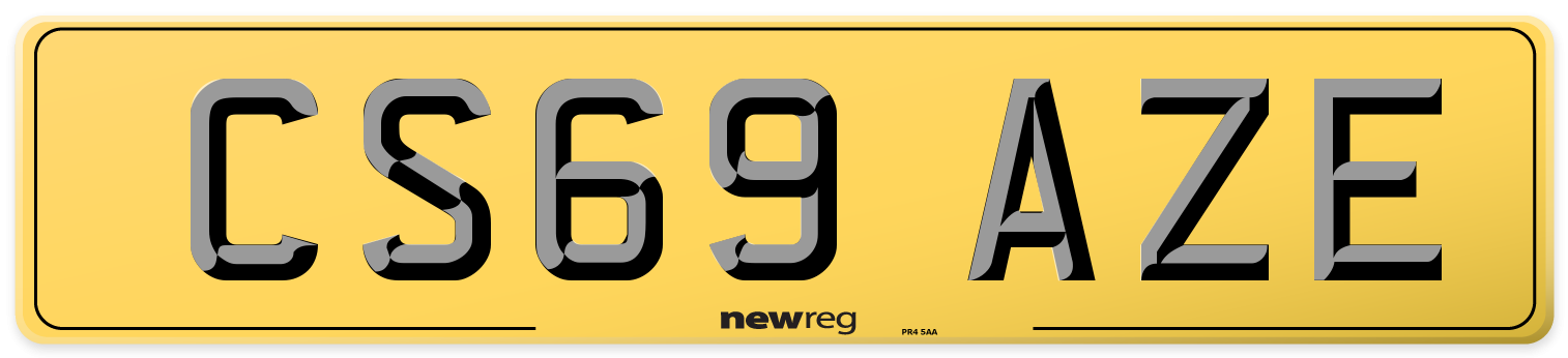 CS69 AZE Rear Number Plate