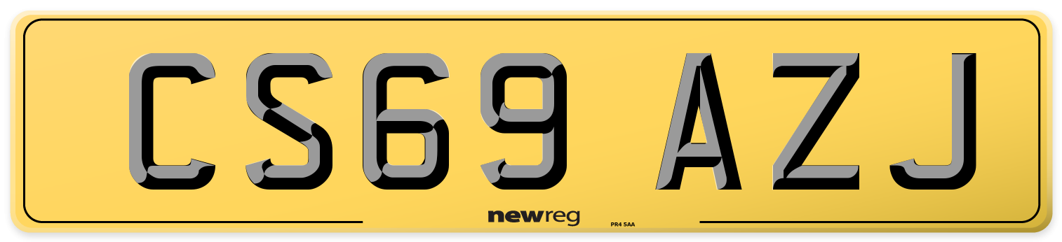 CS69 AZJ Rear Number Plate