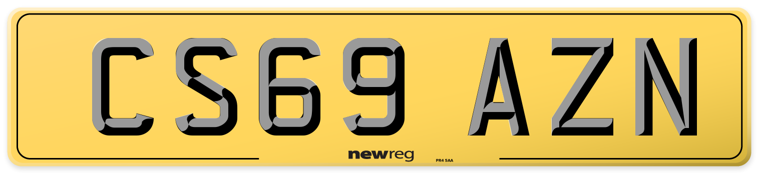 CS69 AZN Rear Number Plate