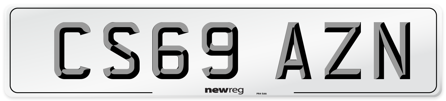 CS69 AZN Front Number Plate