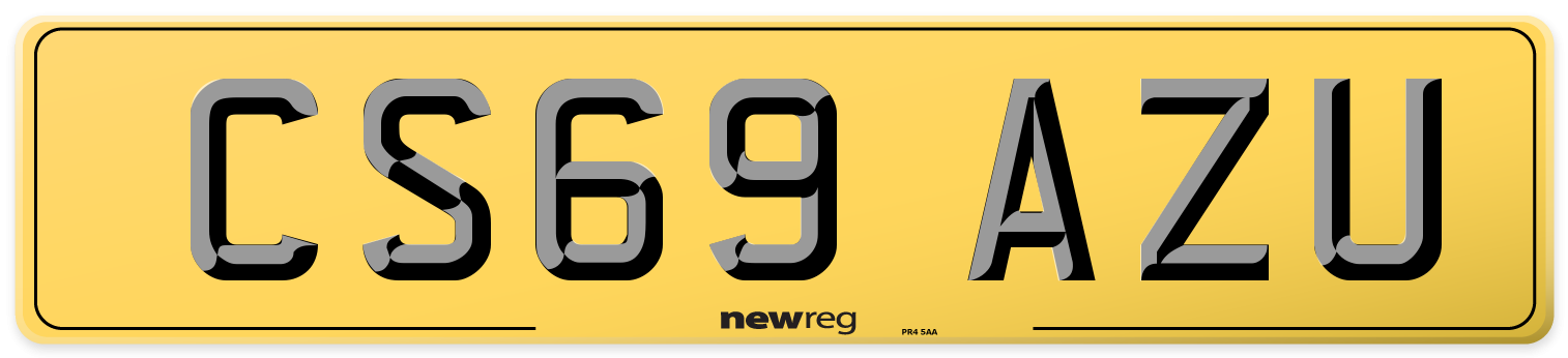 CS69 AZU Rear Number Plate
