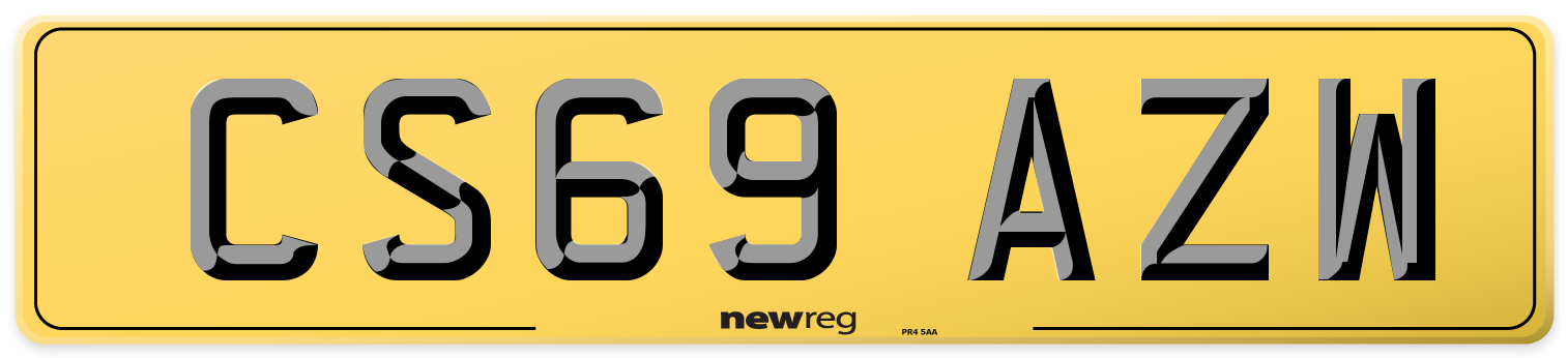 CS69 AZW Rear Number Plate