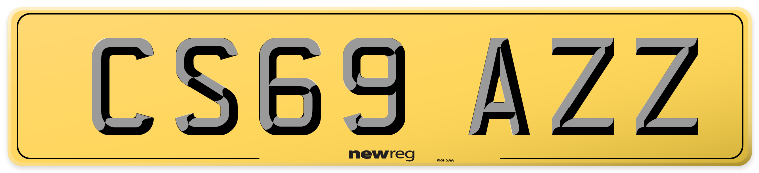 CS69 AZZ Rear Number Plate