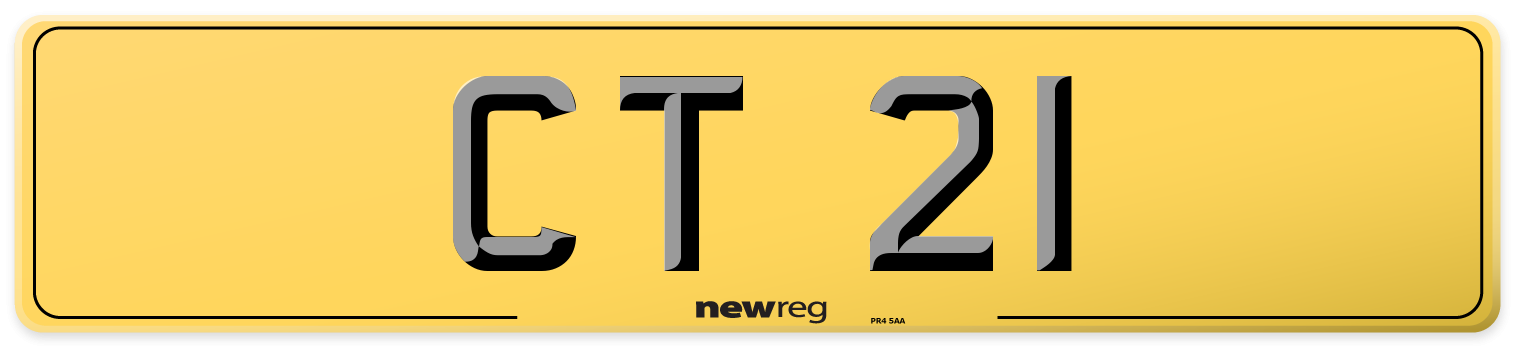 CT 21 Rear Number Plate