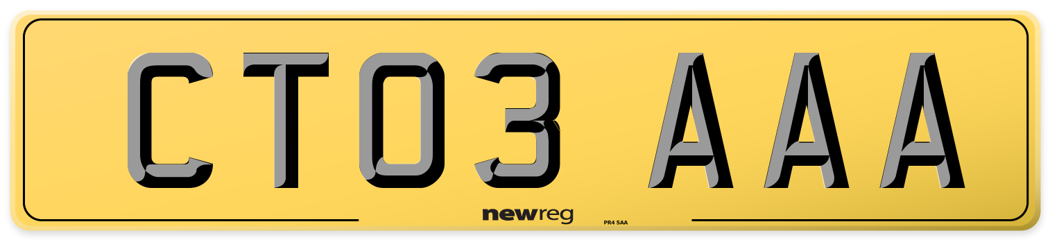 CT03 AAA Rear Number Plate