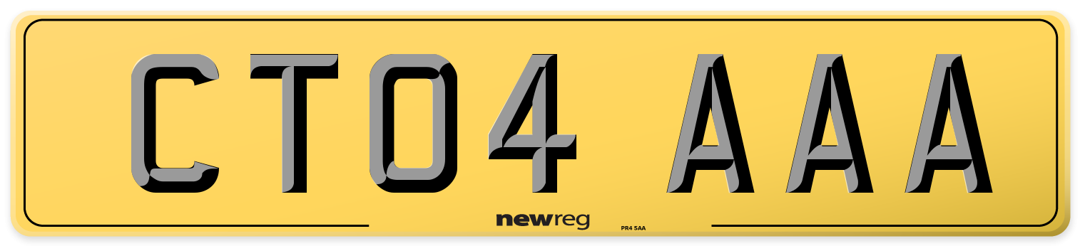 CT04 AAA Rear Number Plate