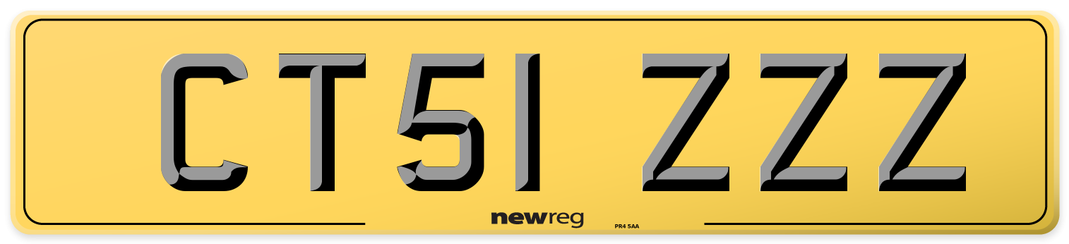 CT51 ZZZ Rear Number Plate
