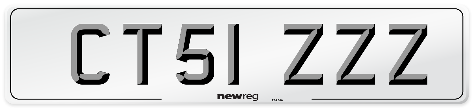 CT51 ZZZ Front Number Plate