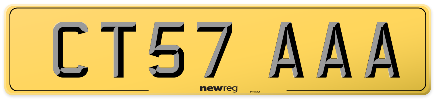 CT57 AAA Rear Number Plate