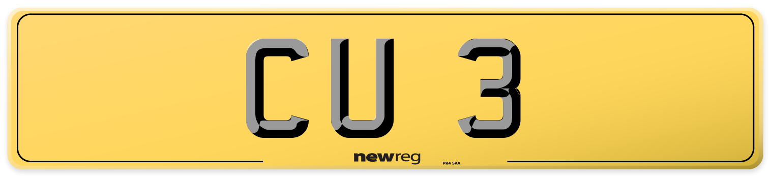 CU 3 Rear Number Plate