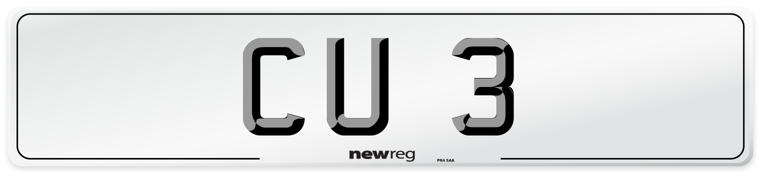 CU 3 Front Number Plate