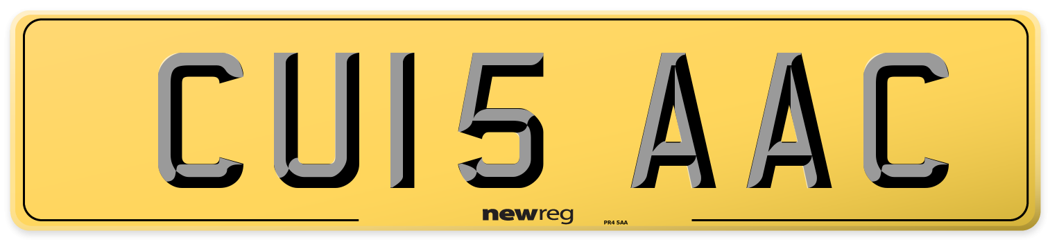 CU15 AAC Rear Number Plate