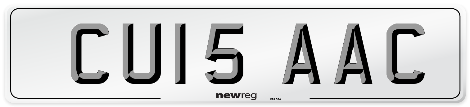 CU15 AAC Front Number Plate