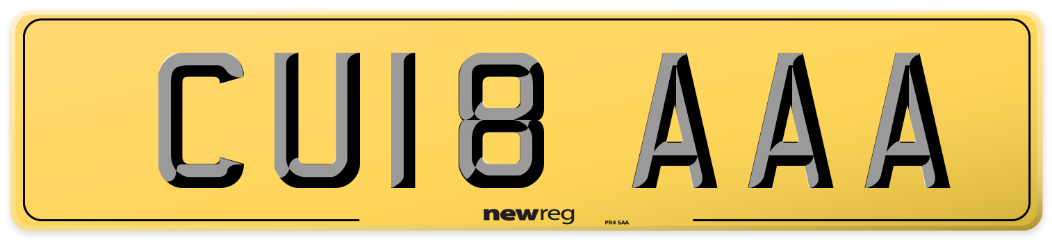 CU18 AAA Rear Number Plate
